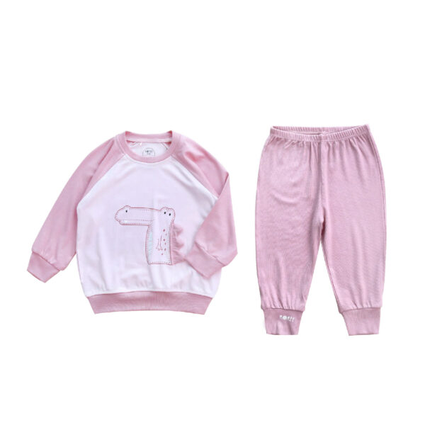 Pink pastel dinosaur clothing set for kids